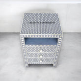 Bone Inlay Star Design 3 Drawers Bedside Table Grey | Bone Inlay Star Design 3 Drawers Nightstand Table Grey